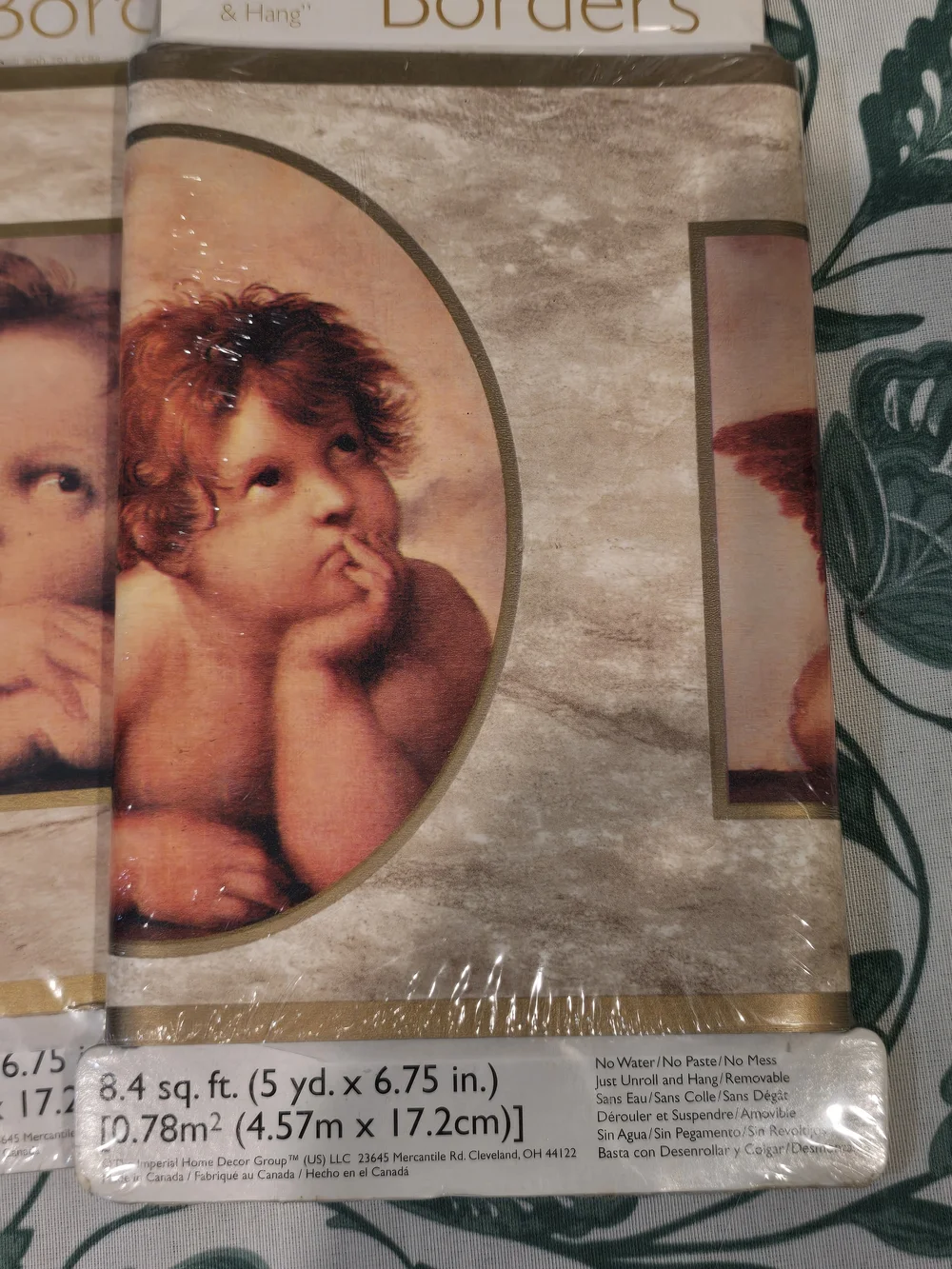 Vintage Raphael's Sistine Madonna cherubs on a marble background 90s Self Stick